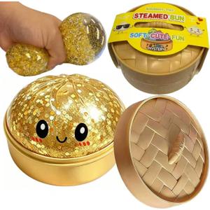 Mystery Glitter Dumpling Squishies Box, Relief Fidget Sensory Squeeze Stress Balls Toys for Anxiety and Stress Relief. (Gold Glitter)