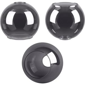 3 Pack Smoke Gray Glass Globe Shade Fixture Replacement, 5.11 Inch Diameter, E26 Base 1-5/8 Inch Fitter, Glass Globe Lampshade Cover for Pendant Wall Sconce Chandelier Vanity Light