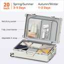 20 Inch Aluminum Frame Carry On Luggage with Front Pocket, USB Port, Phone Holder & Cup Holder, Hard Shell Spinner Suitcase for Airplane Travel, White