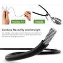 Black Vinyl Coated Wire Rope 1/16", 200FT 304 Stainless Steel Cable with 60PCS Aluminum Crimping Loop Sleeves for String Light Cable, Clotheslines, Trellis and Light Picuture Hanging