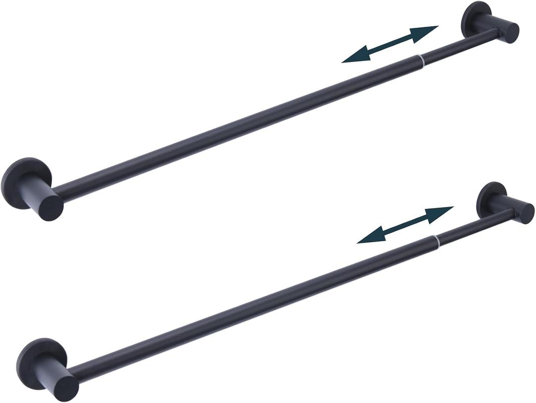 18-31.5 inches Adjustable Magnetic Curtain Rod for Metal Door, Magnetic Towel Bar Holder for Kitchen Refrigerator, Magnet Flip Calendar Chart Rod for Whiteboard, Black, 2 Pack
