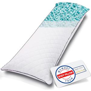Body Pillow, Memory Foam Body Pillows for Adults Sleeping, Long Pillow for Bed, Big Large Firm Full Body Pillow for Side Sleeper, 20x54 Inch, White