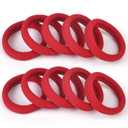 100PCS Red Seamless Hair Ties, Large Gentle Hair Bands No Damage, Soft and Stretchy Cotton Fabric Nylon Elastic Ponytail Holders for Women, 2 Inch in Diameter, by BAOLI