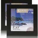 Klikel 5 X 5 Black Picture Frame - Set of 2 5x5 Black Wooden Photo Frame - Made of Real Wood With Glass Photo Protection - Wall Hanging And Table Standing Display