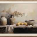 ASTRDECOR Framed Kitchen Wall Art Prints, Rustic Kitchen Farmhouse Wall Decor Living Room, Vintage Jars Still Life Oil Painting Dining Room Wall Decor, Fruits Botanical Canvas Wall Art-20''x 30''