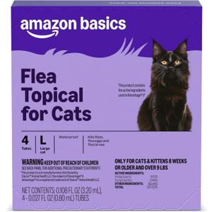 Amazon Basics Preventative Topical Flea Treatment for Large Cats (Over 9 Pounds), 4 Count