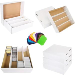 4 Set Sports Card Storage Boxes 3150 Count Bulk Card Trading Cards Collection Box Cardboard Card Storage Box for Card Game Baseball Card Sorting Tray Cases Cards with 4 Dividers Collector