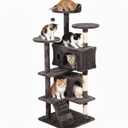 FDW | 54" Cat Tree Tower | Purple Gray | Multi-Level Indoor Activity Center with Sisal Scratching Posts, Condos, Plush Perches, Hanging Cat Toys | Sturdy, Easy to Assemble | for Kittens & Adult Cats