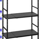 Expandable Cabinet Shelf Organizer, Stackable Kitchen Pantry Counter Storage, Adjustable Closet Cupboard Stand Rack Risers Spice Organization 80LBS Heavy Duty Black Small 3 Pack