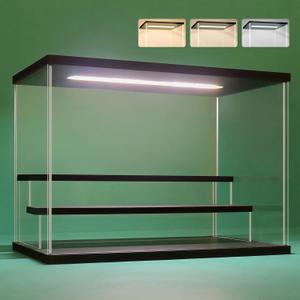 NONEMEY Clear Acrylic Display Case Stand with Led Light 2/3/4/5/6 Tier Storage Box Showcase Dustproof Organizer Box for Collectibles (3Tier 12.4*7*9inch)