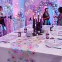 Irenare Iridescent Spider Web Table Runner Summer Halloween Glitter Pastel Rainbow Sheer Mesh Table Decor 14x70In for Candy Goth Ghoul Spooky One Birthday Party Supplies Home Kitchen Dining Decoration