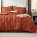 Bedsure King Size Comforter Set Burnt Orange - Bed in a Bag Bedding Set 7 Pieces, GentleSoft Pintuck Bed Set Gift for Family, Pinch Pleat Burnt Orange Comforter with Sheets, Pillowcases & Shams