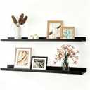 Black Floating Shelves for Wall Decor, 30 in Shelf with Lip Set of 2, 29.9in