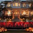 Halloween Banner Creepy Halloween Celebration 118x20 Inches Bloody Handprint Backdrop for Party Haunted House Thriller Event Outdoor Yard Porch Wall Decor Supplies