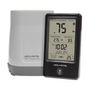 AcuRite Wireless Rain Gauge with Self-Emptying Rain Collector with Rainfall History, Alerts, and Current Date and Time (02446M) (Vertical Display)