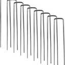6 Inch Galvanized Landscape Staples, 11 Gauge Silver U-Shaped Turf Securing Garden Stakes Pins for Christmas Outdoor Tents Farm Lawn Fabric Netting, 100 Pack