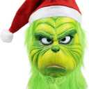 The Christmas Cosplay Mask, Christmas Costume Latex Mask Adult,Green Cosplay Costume Mask