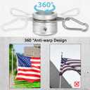 Anovo Flag Pole Rings, Aluminum Alloy Flag Pole Clips Swivels 360 Rotating Anti Wrap Mounting Ring with Carabiner, Flag Pole Kit Parts (:2 Inch -Pack of 2(Silver))