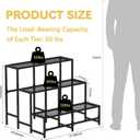 Garden 4 you 3 Tier Large Metal Plant Stand, Garden Display Shelf Flower Pot Holder Storage Organizer Rack for Indoor Home Outdoor Patio Balcony Yard( Black, Rectangle)