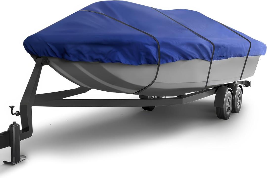 Seal Skin Covers Trailerable Whaler Boat Cover, Heavy-Duty & Waterproof Cover Fits 12'-13'L x 72" W, UV-Resistant, Secure Fit with Straps, Ideal for Boston Whaler, Carolina Skiff, Mako & Wellcraft
