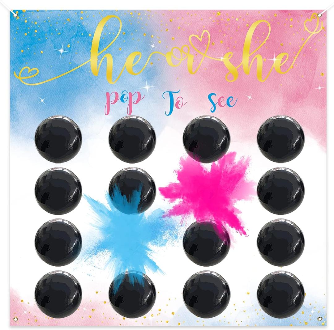 Baby Gender Reveal Dart Board Game, Reveal Balloon for Girl or Boy, Pink and Blue Powder for He or She Party, Gender Reveal Party decoration kit