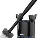 MR.SIGA Toilet Bowl Brush and Holder, Premium Quality, with Solid Handle and Durable Bristles for Bathroom Cleaning, Black, 1 Pack (One Size)