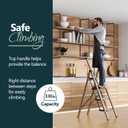 WOA WOA 4 Step Ladder for 10 Feet High Ceiling, Lightweight Foldable Ladder with Non-Slip Wide Pedals, Step Stool with Safe Handrail, Space Saving for Home, Kitchen, Indoor & Outdoor 300lbs - Gold