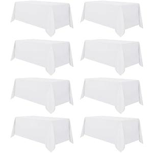 sancua Pack of 8 White Tablecloth 54 x 108 Inch - Rectangle Table Cloth Tables Stain and Wrinkle Resistant Washable Polyester Table Cover for Dining Wedding Banquet Party Buffet Restaurant