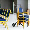 DaisyInner Heavy Duty Stacking and Banquet Chair Dolly Hand Truck with Oversized Rubber Wheels and Orange Cushion for 8-10 Chairs Coated Iron Transport Cart for Events Party Hotels Church