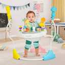 Dream On Me 2-in-1 Baby Activity Center & Bouncer Jumper, 360 Rotating Seat, 3-Height Adjustable, 12 Melodies with Lights & Interactive Toys, Promotes Early Development - Star Print