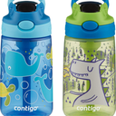Contigo Aubrey Kids Water Bottle with Silicone Straw and Spill-Proof Lid, 14 oz, 2 Pack, Whales & Dragon