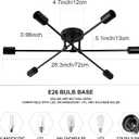 6-Light Sputnik Chandeliers, Black Modern Semi Flush Mount Ceiling Light with E26 Base, Mid Century Industrial Vintage Kitchen Farmhouse Light Fixtures for Dining Room Bedroom Living Room