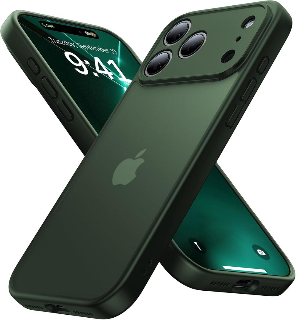 for iPhone 17 Pro Max Case [16FT Military Grade Shockproof], Anti-Slip Anti-Scratch, Slim Translucent Frosted Matte Phone Cover, Case for i Phone17 Pro Max 6.9", Green