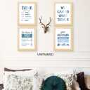 PUHEI Inspirational Boys Room Wall Art Prints Set of 4, Blue Positive Affirmations Wall Posters Decor for Boys Kids Room Nursery, Motivational Mental Health Poster Prints (12 x 16 Inches Unframed)