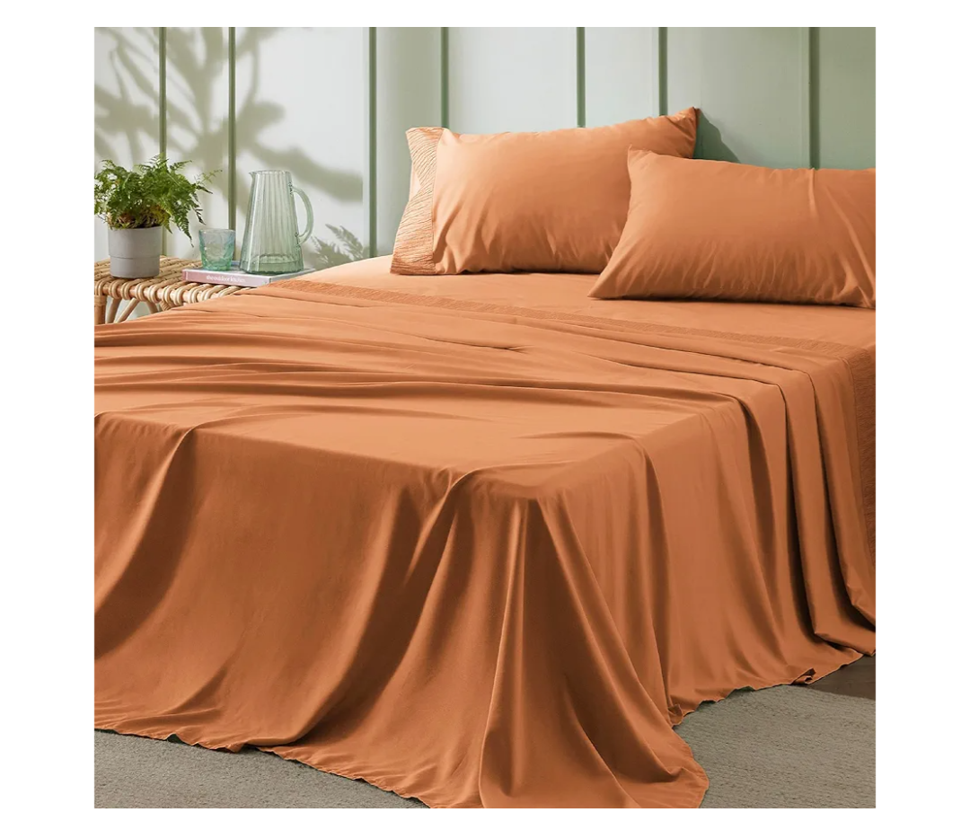Bedsure King Size Sheets Set - 4 Pieces Soft King Sheets - Breathable & Cooling - Hotel Luxury - Easy Care Polyester Microfiber Bedding for Women, Men, Dusty Orange