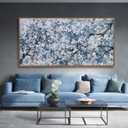 Canvas Wall Art Pictures Wall Decoration Dark Blue And White Abstract Tree Plants Artwork Large Wall Art Modern Painting Framed Pictures For Living Room Home Kitchen Office 29"X58"