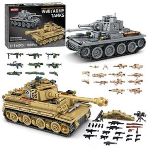 WINGIFT 1030 Piece WW2 Army Tanks Toy Building Sets,Create a German Panzer 38T and a German Tiger Tank Toys,Adult Collectible Model Tanks Sets to Build,Christmas Birthday Gifts for Boys,Teens,Adults