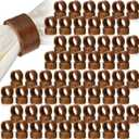Zhehao 100 Pcs Wood Napkin Rings Bulk Acacia Brown Table Napkin Holder Buckles for Easter Wedding Dinner Holiday Table Decoration
