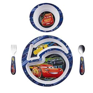 The First Years Disney/Pixar Cars Dinnerware Set  Toddler Plates and Toddler Utensils  4 Count
