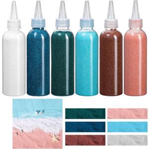 Libima 6 Pcs Sand 9oz Sand Bottles for Kids Sand Kit for DIY Art and Craft Drawing Wedding Decorative Sand Bottles Arts Kit for Kids Painting Decorations