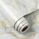 FunStick 24"x200" Glossy Blue Gold Marble Countertop Contact Paper Waterproof Marble Wallpaper Peel and Stick Countertops for Kitchen Wallpaper Self Adhesive Vinyl Marble Wall Paper for Table Walls
