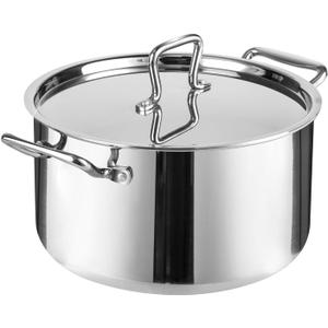 Whole-Clad Tri-Ply Stainless Steel Stockpot with Lid, 8 Quart Large Cooking Pot All Stove Compatible Up to 600, 18/8 Stainless Steel Kitchen Induction Ready Cookware