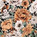 HAOKHOME Vintage Wallpaper Floral Peel and Stick Wall Paper Removable Large Peony Black/Orange/Pink Vinyl Self Adhesive for Bathroom 17.7in x 9.8ft