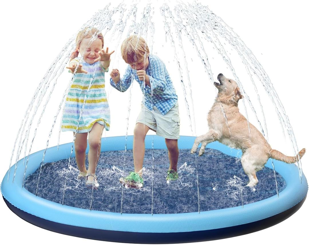 Kids Dog Splash Pad Sprinkler - Jasonwell Non Slip Dog Sprinkler Pad Splash Pool Puppy Dogs Pool Summer Outdoor Water Toys Backyard Durable Splash Pad for Toddlers Kids Small Medium Large Dogs Pet