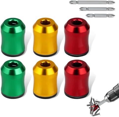 6PCS Magnetic Screw Holder, Magnetic Screw Ring Screwdriver Head Magnetic Ring for 1/4" Hex Screwdrivers & Power Bits, Bit Magnetizer for Drill Power Tools Mechanics Carpenters