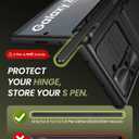 for Samsung Galaxy Z Fold 6 Case with Card Holder & S Pen Holder & Slide Camera Cover, Built-in Hinge Protection & Screen Protector, Durable Wallet Phone Cover Case for Z Fold 6 5G 2024, Black