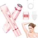 Bikini Trimmer for Women, 2 in 1 Electric Razors for Women, Dermave Bikini Shaver, IPX7 Waterproof & Easy Cleaning, Ceramic Blade, 120 Min Cordless Runtime, Ultra Low Silent(Pink).
