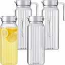 Didaey 4 Pcs Acrylic Water Pitcher with Lid, Spout Handle Clear Plastic Pitcher Heat Resistant Carafe Unbreakable Beverage Container Fridge Jug for Juice Ice Tea Sangria Lemonade(37 oz,Stripe)