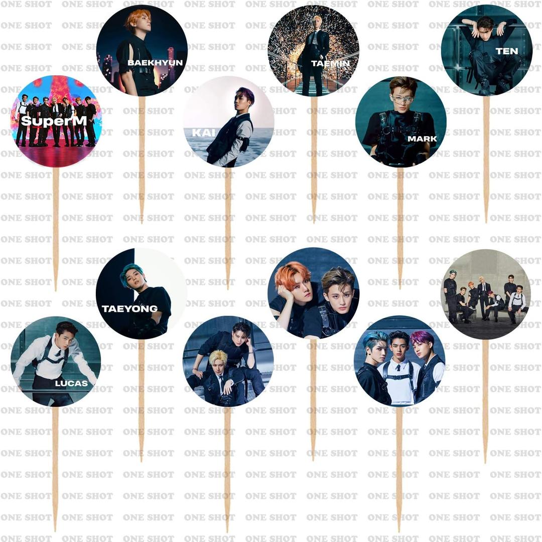 K Pop Super M Cupcake Toppers Decorations