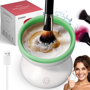Electric Makeup Brush Cleaner Machine for All Types of Makeup Brushes Professional make up brush cleaner cleanser machine foundation brush cleaner for beauty tool Kabuki Foundation powder blush (Minty-White)